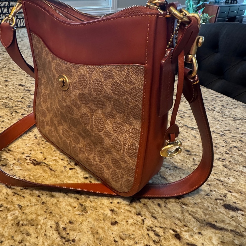 Brown COACH Leather and Canvas Cross Body Bag - Picture 2 of 5